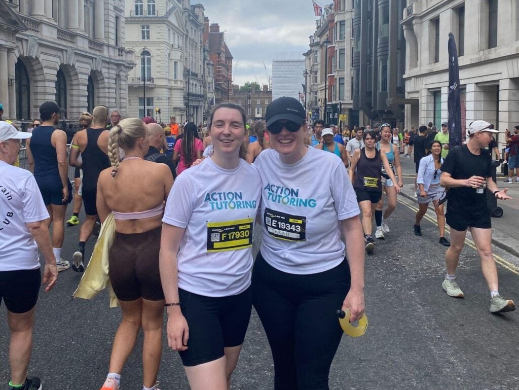 Kate and Sarah after running the Saucony London 10k race